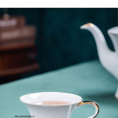 BỘ ẤM TÁCH TRÀ VIỀN VÀNG KÈM KHAY